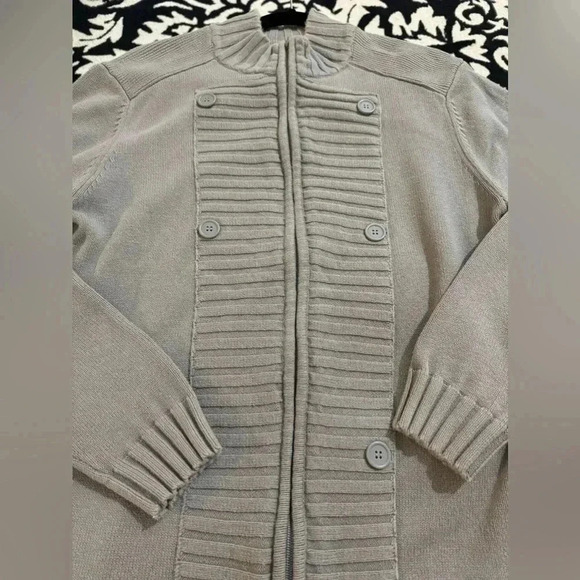 VTG Guess Textured Knit Button Zip Up Sweater Jacket XL Y2K Preppy Fall Neutral - Picture 7 of 12